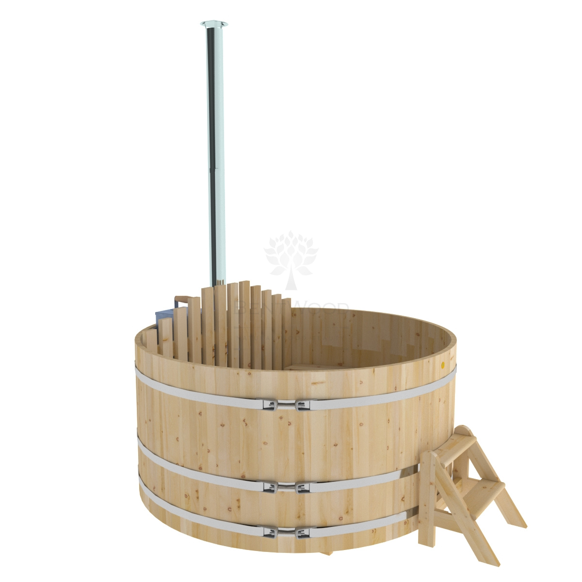 Купель с подогревом из кедра D=2.1 с внутренней печкой на дровах. (Фурако)